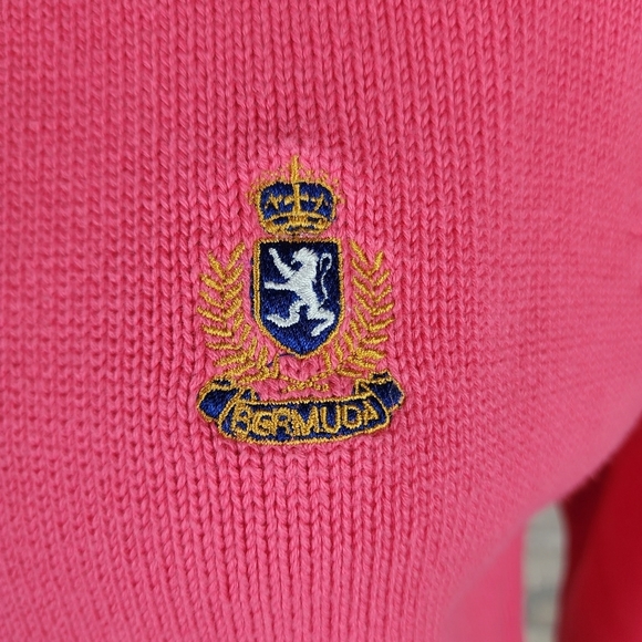 Vintage 90s Y2K Bermuda Mock Neck Cotton Sweater Hot Pink Size Medium Gossipgirl - Picture 4 of 10